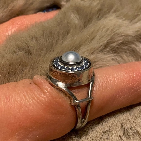 kameleon 925 Take Notice Ring KR008 w Crystal Halo Pearl Jewel Pop Size 5 - Picture 5 of 7